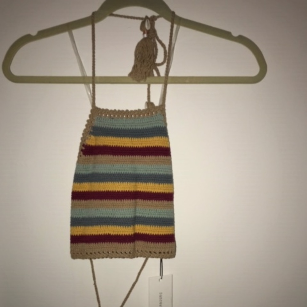 NWT Festival Halter Open Back Crochet Crop Top